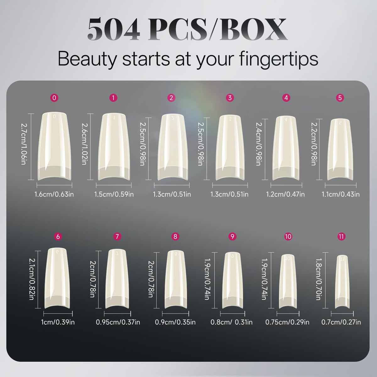 krofaue French Nail Tips applied on nails