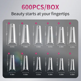 krofaue Half Cover Coffin Nail Tips individual sizes 0-11