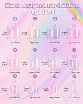 krofaue Kids Nail Tips assorted sizes displayed