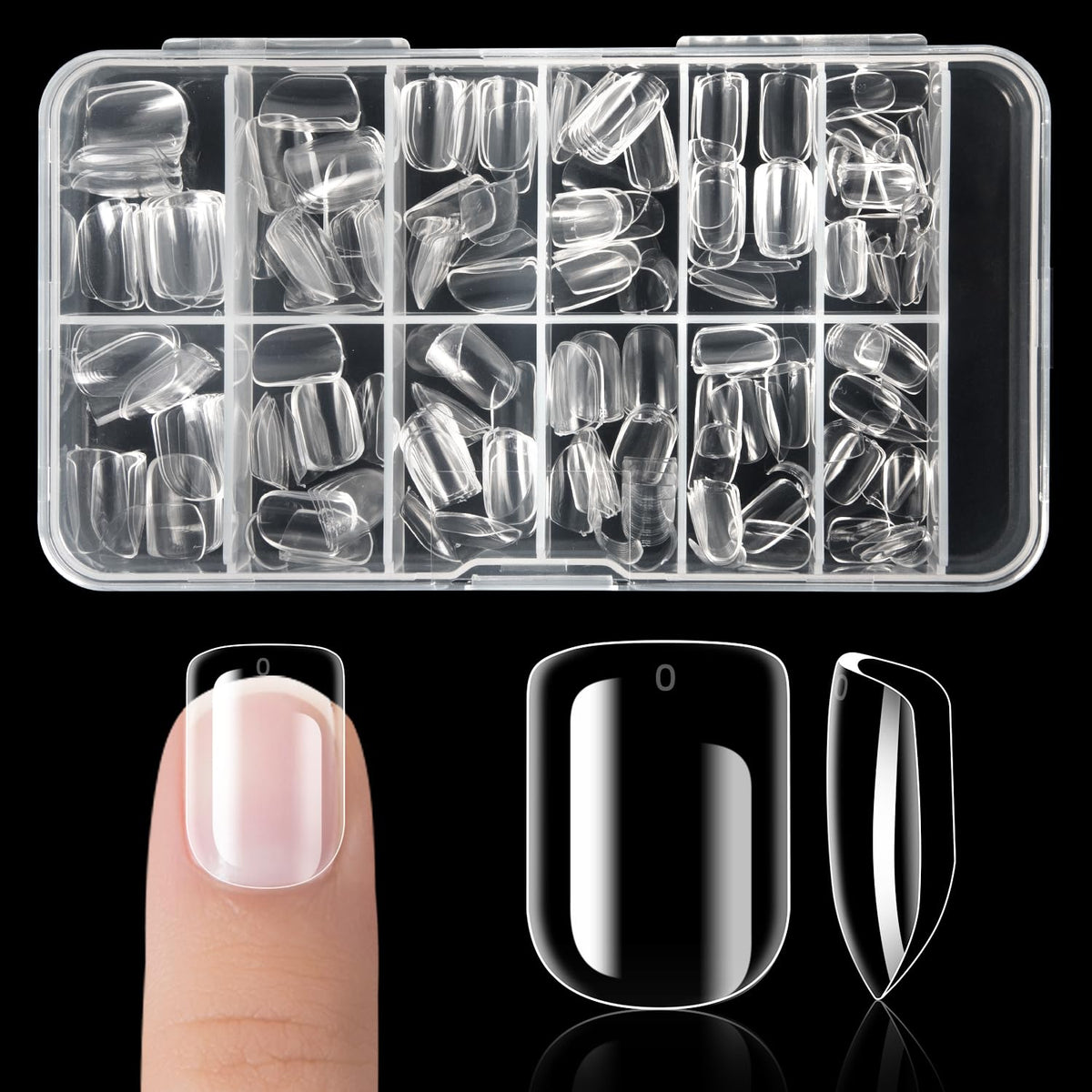 krofaue Kids Nail Tips clear press on nails in packaging