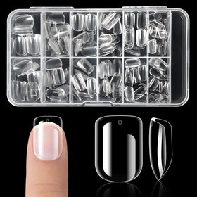 krofaue Kids Nail Tips clear press on nails in packaging