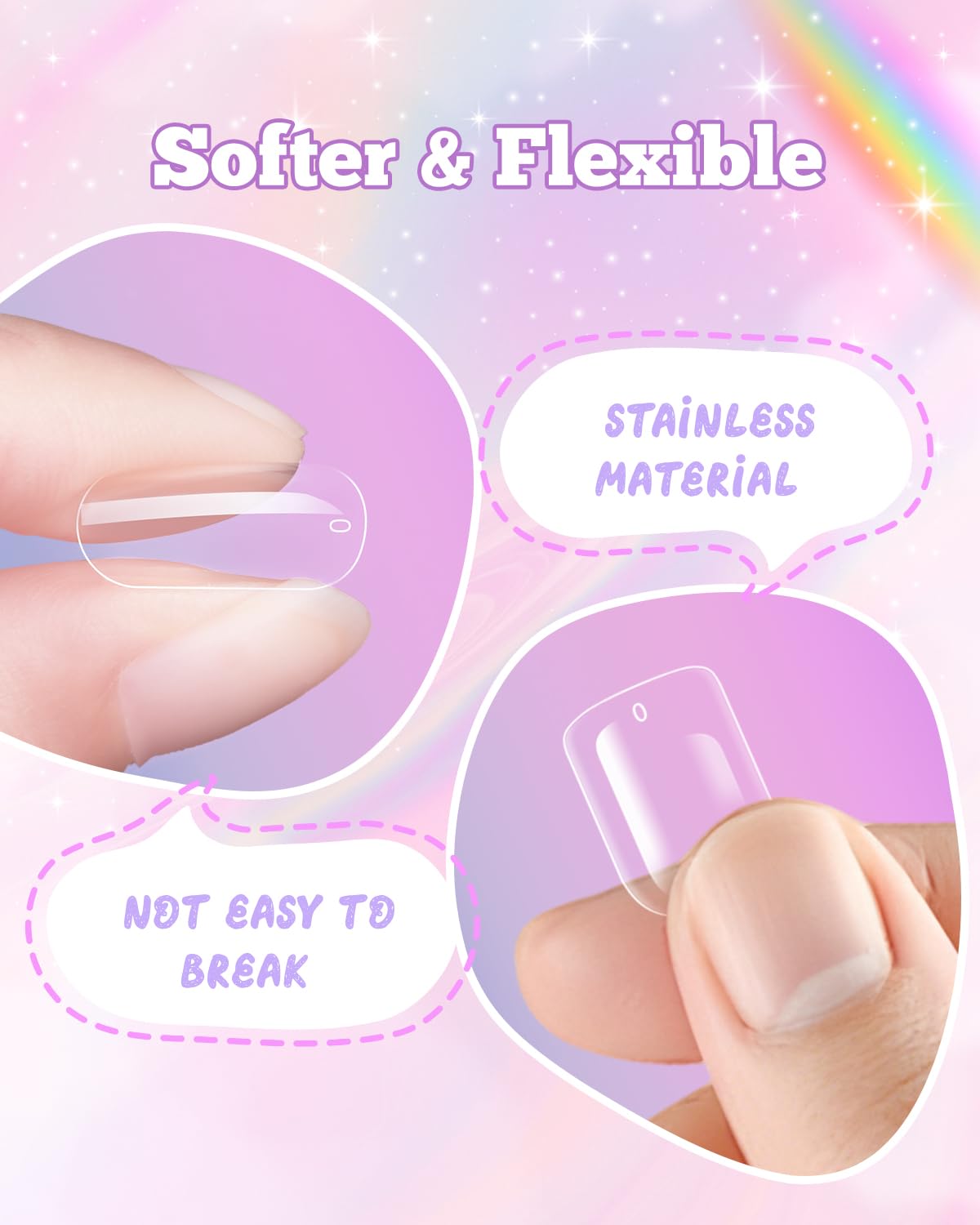krofaue Kids Nail Tips in use with colourful nail polish