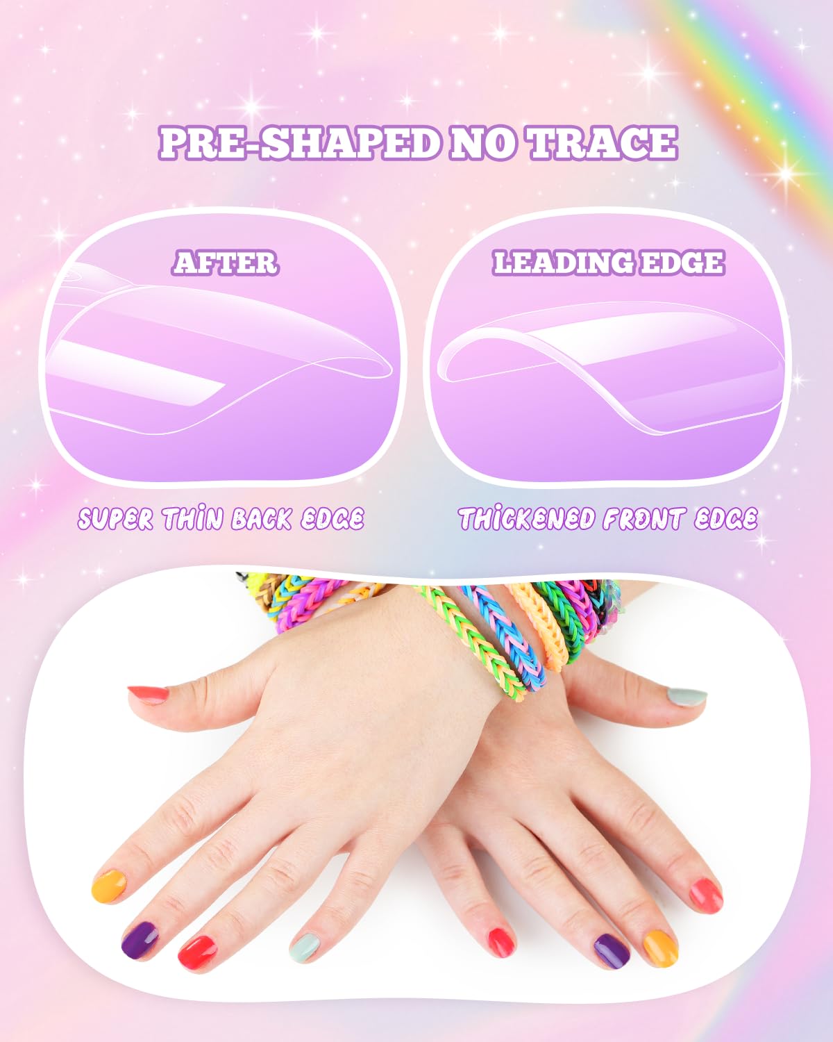 krofaue Kids Nail Tips with colourful designs