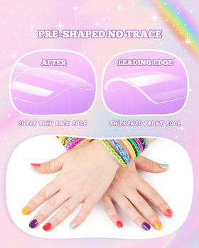 krofaue Kids Nail Tips with colourful designs