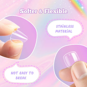 krofaue kids press on nails in a creative setup