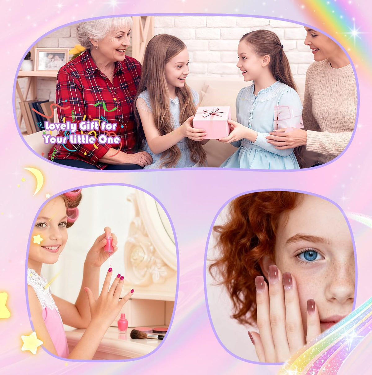 krofaue kids short clear nails packaging
