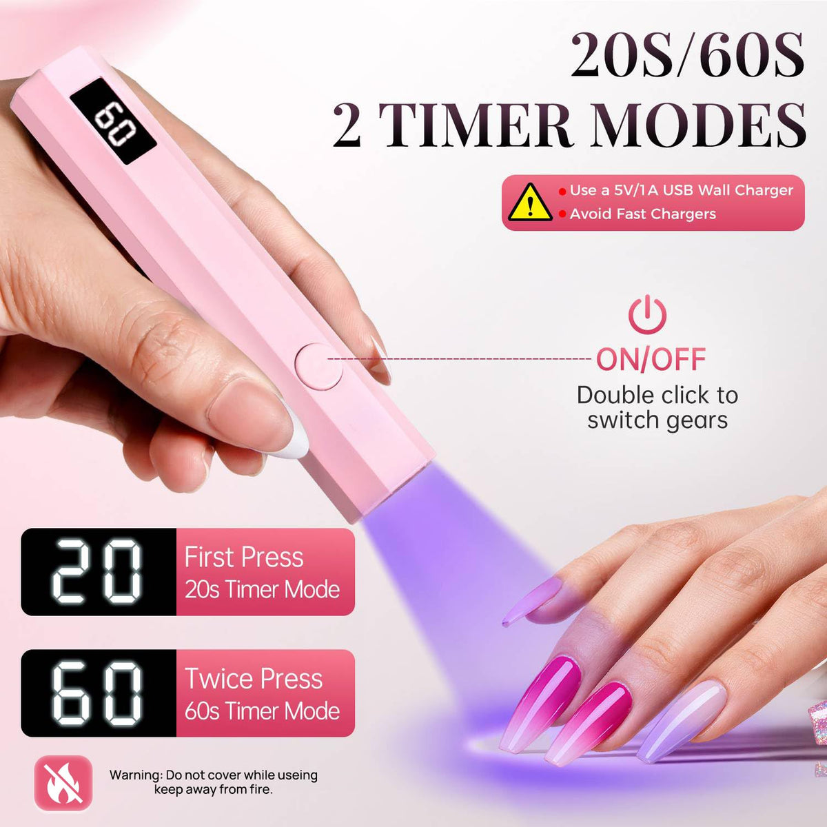 krofaue Mini UV Nail Light in a travel bag