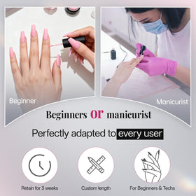krofaue nail tips alongside nail glue and decorations