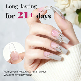 krofaue nail tips being applied as press on nails