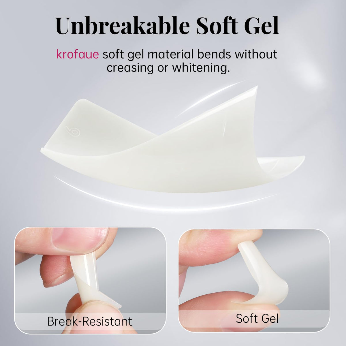 krofaue nail tips displayed with nail art decorations