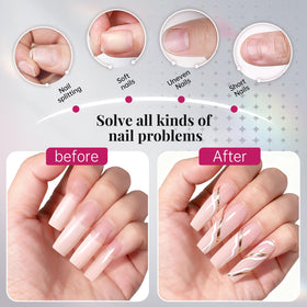 krofaue nail tips in clear colour displayed with tools