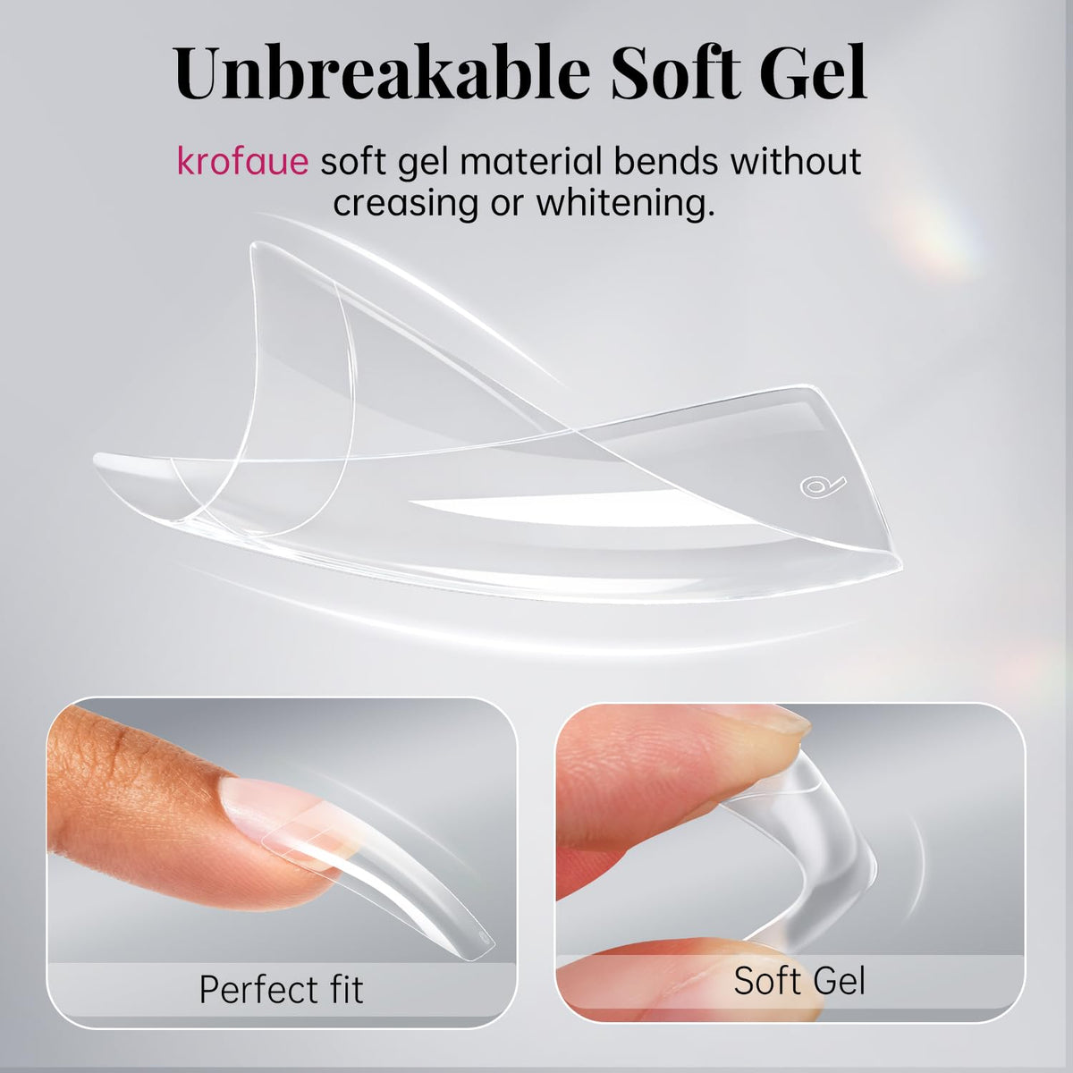 krofaue nail tips in various lengths and shapes