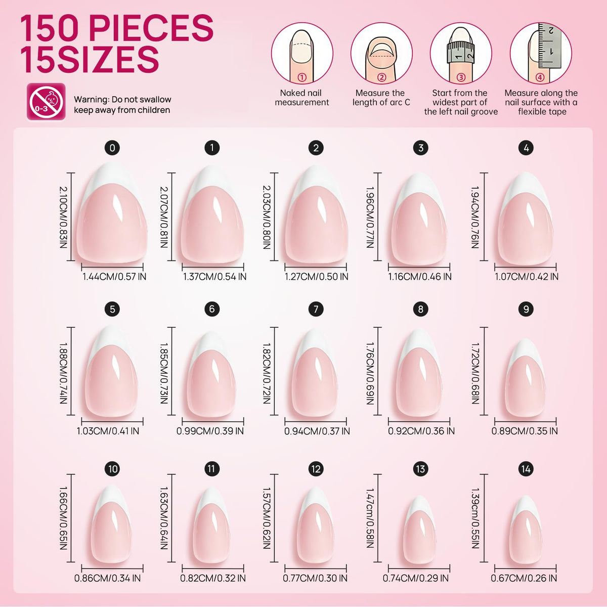 krofaue nail tips in various sizes laid out for selection