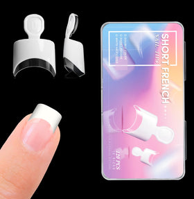 krofaue Short French Half Wrap Nail Tips box front view