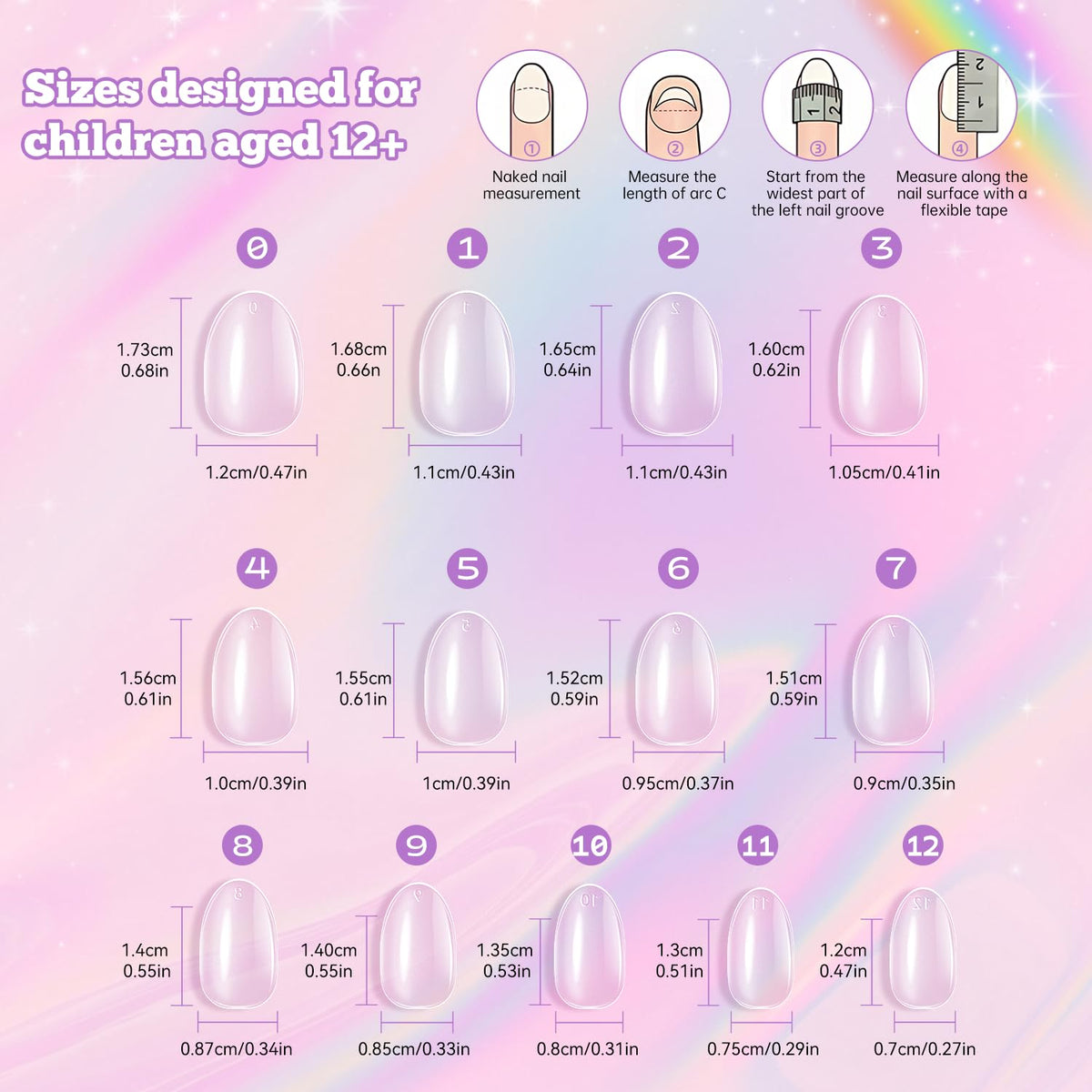 krofaue Short Kids Press on Nails application example on fingers