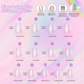 krofaue Short Kids Press on Nails application example on fingers