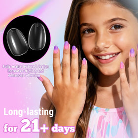 krofaue Short Kids Press on Nails displayed in various sizes