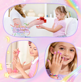 krofaue Short Kids Press on Nails during a DIY nail art session