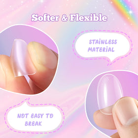 krofaue Short Kids Press on Nails in packaging with clear tips