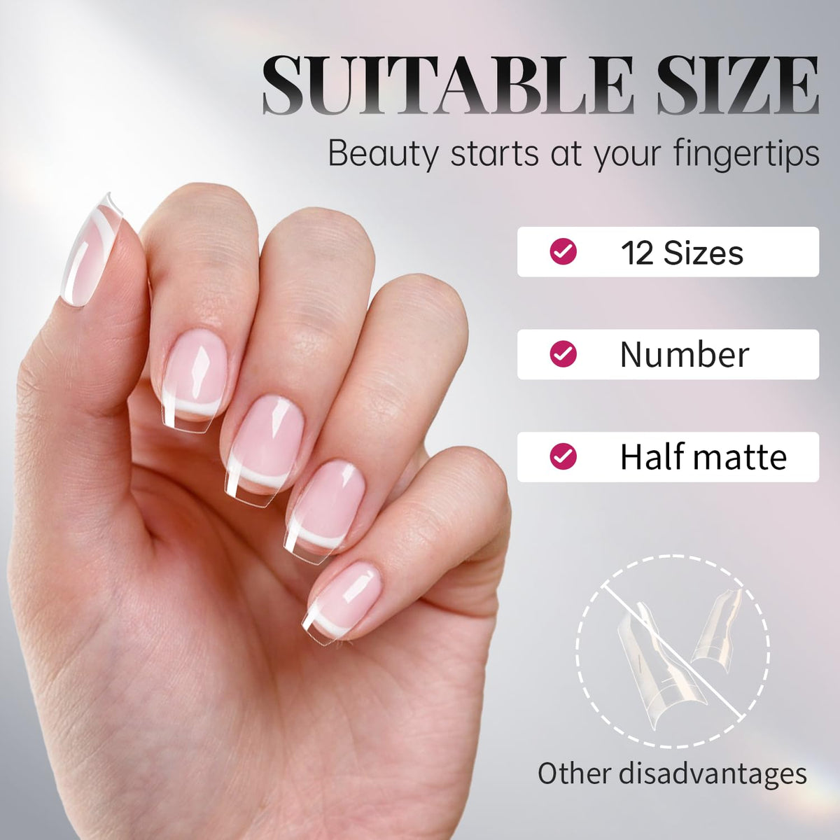 krofaue Short Nail Tips Kit half matte finish example