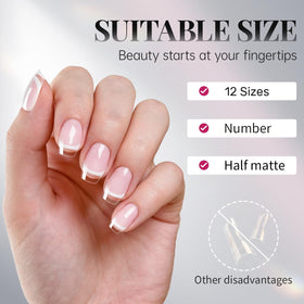 krofaue Short Nail Tips Kit half matte finish example