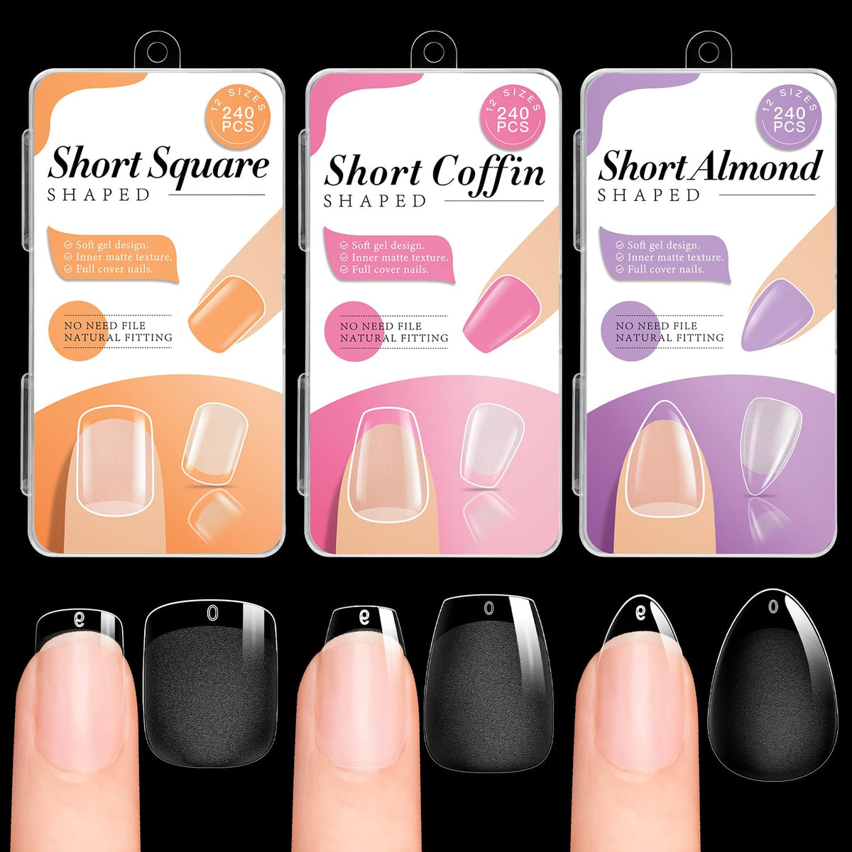krofaue Short Nail Tips Kit packaging front view