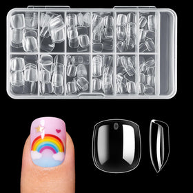 krofaue short square kids false nails front view