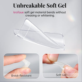 krofaue soft gel nail tips in various sizes arranged