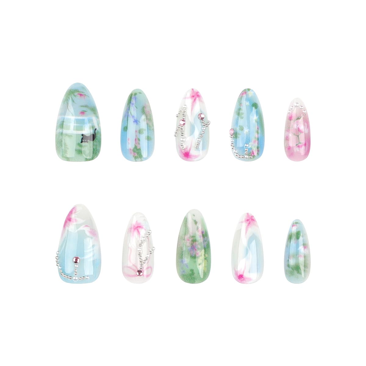KRTBKR 24 pcs medium fake nails in packaging