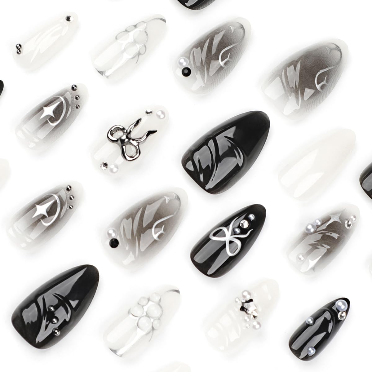 KRTBKR 24Pcs medium almond fake nails in packaging