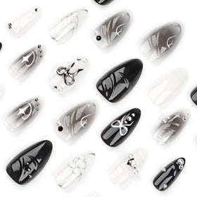 KRTBKR 24Pcs medium almond fake nails in packaging