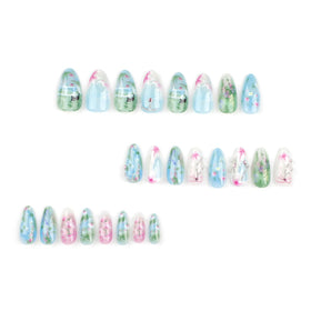 KRTBKR full cover floral press on nails set side view