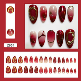 KRTBKR Ombre Red Press On Nails side view showing design