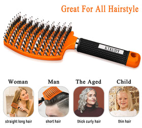 KTKUDY Detangling Brush back view highlighting ergonomic handle