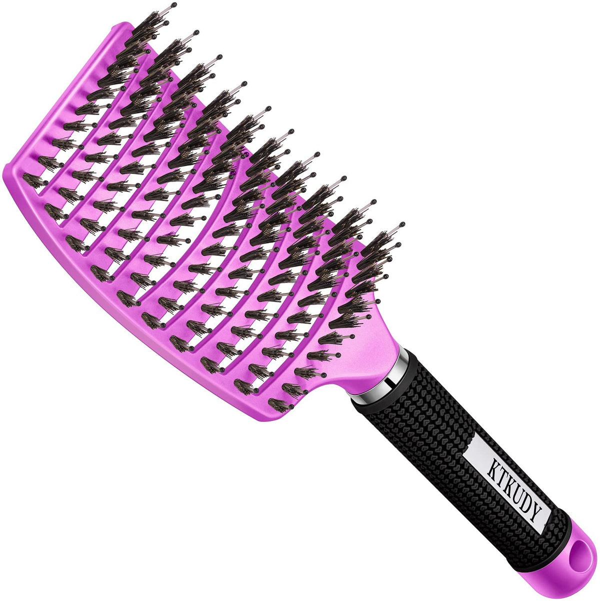 KTKUDY Detangling Brush front view with boar bristles