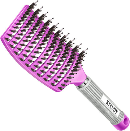 KTKUDY Detangling Brush front view with flexible bristles