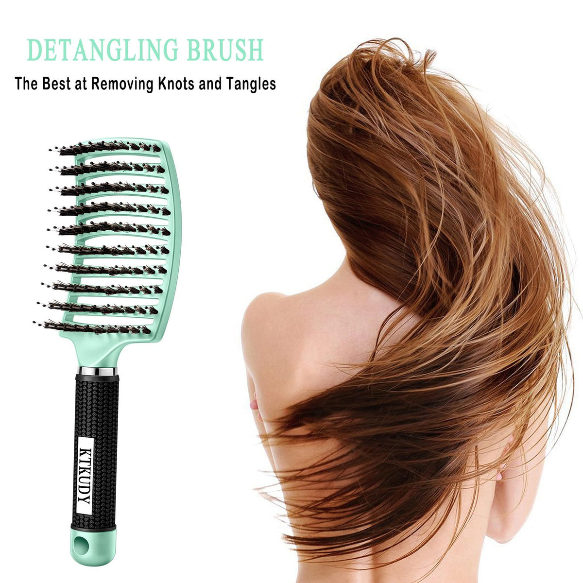KTKUDY Detangling Brush in use on wet hair