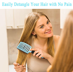 KTKUDY Detangling Brush on wet hair showing ease of use