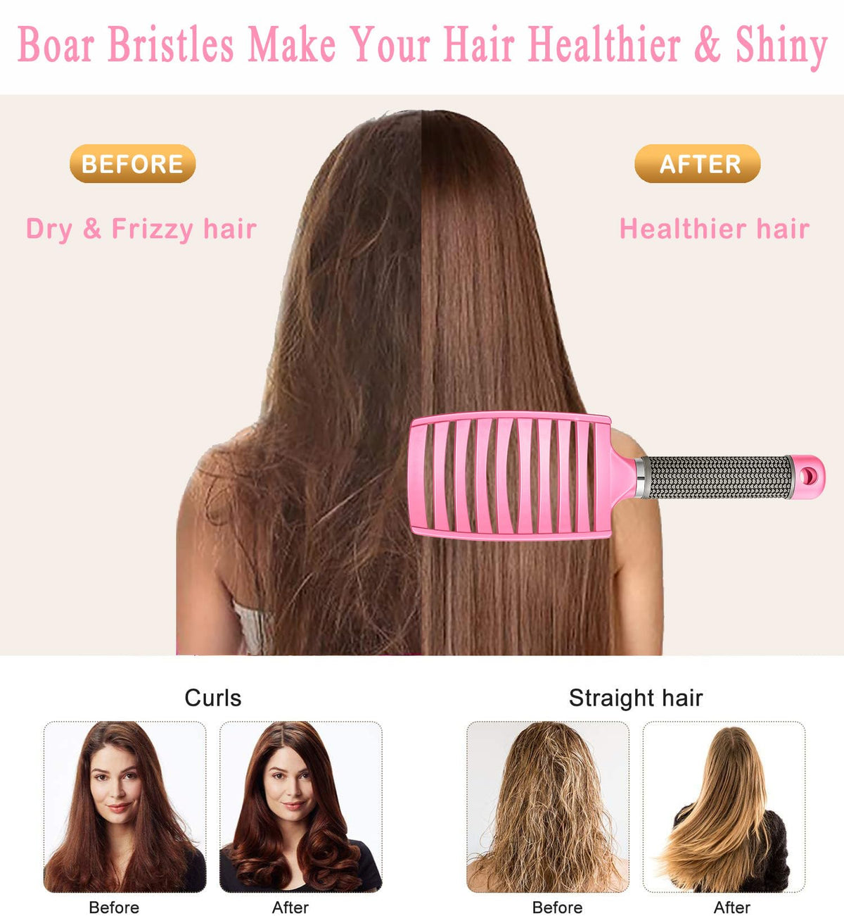 KTKUDY Detangling Brush showing ergonomic handle design