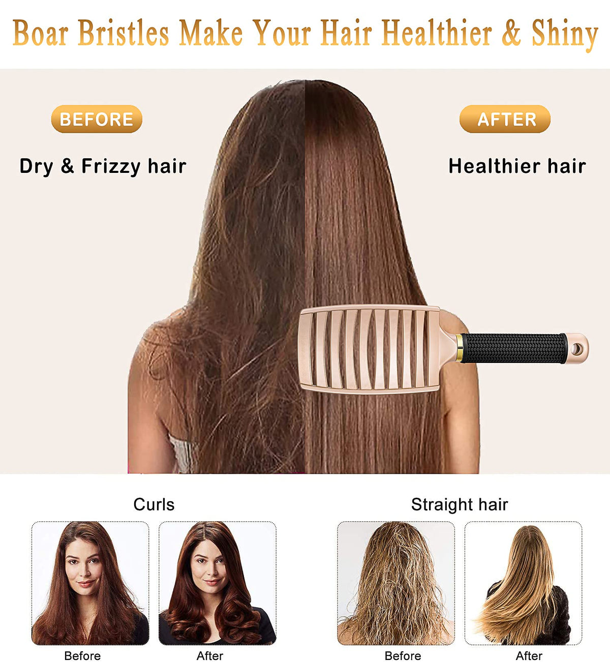 KTKUDY Detangling Brush showing ergonomic non-slip grip
