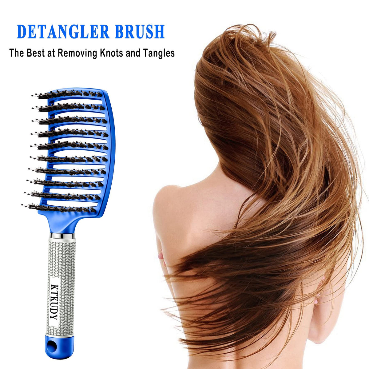 KTKUDY Detangling Brush side view highlighting flexible bristles