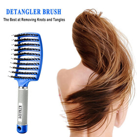 KTKUDY Detangling Brush side view highlighting flexible bristles
