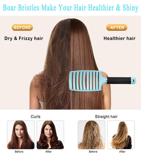 KTKUDY Detangling Brush side view showcasing ergonomic design