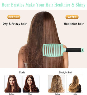 KTKUDY Detangling Brush side view showing ergonomic design