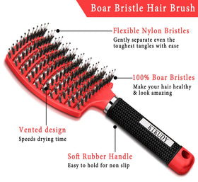 KTKUDY Detangling Brush side view showing flexible bristles
