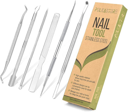 KuanStore Ingrown Toenail Removal Tool Kit front view with six tools