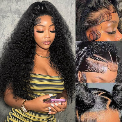 Kucmir 20 Inch Deep Wave Human Hair Lace Front Wig front view