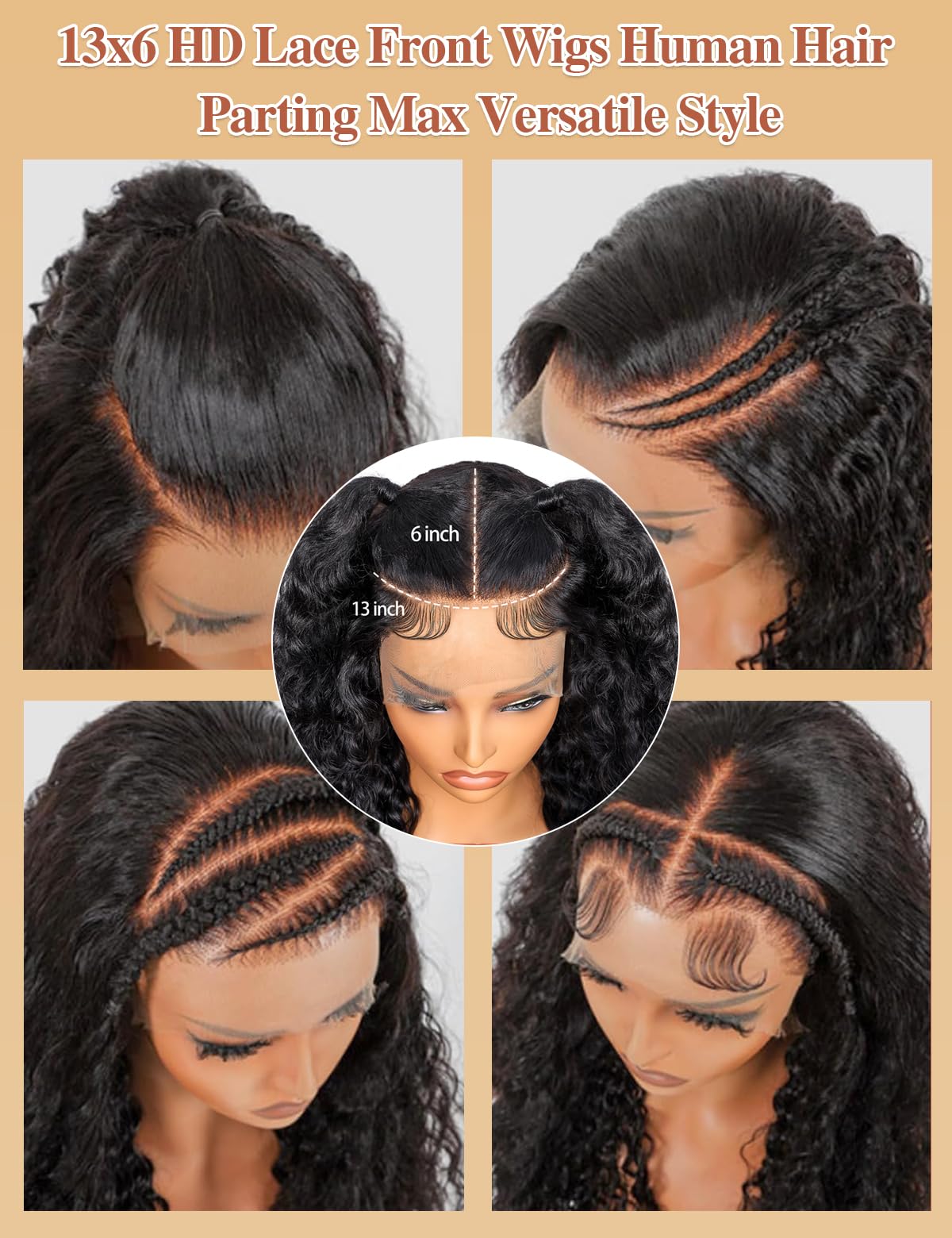 Kucmir 30 Inch Deep Wave Lace Front Wig back view highlighting the length