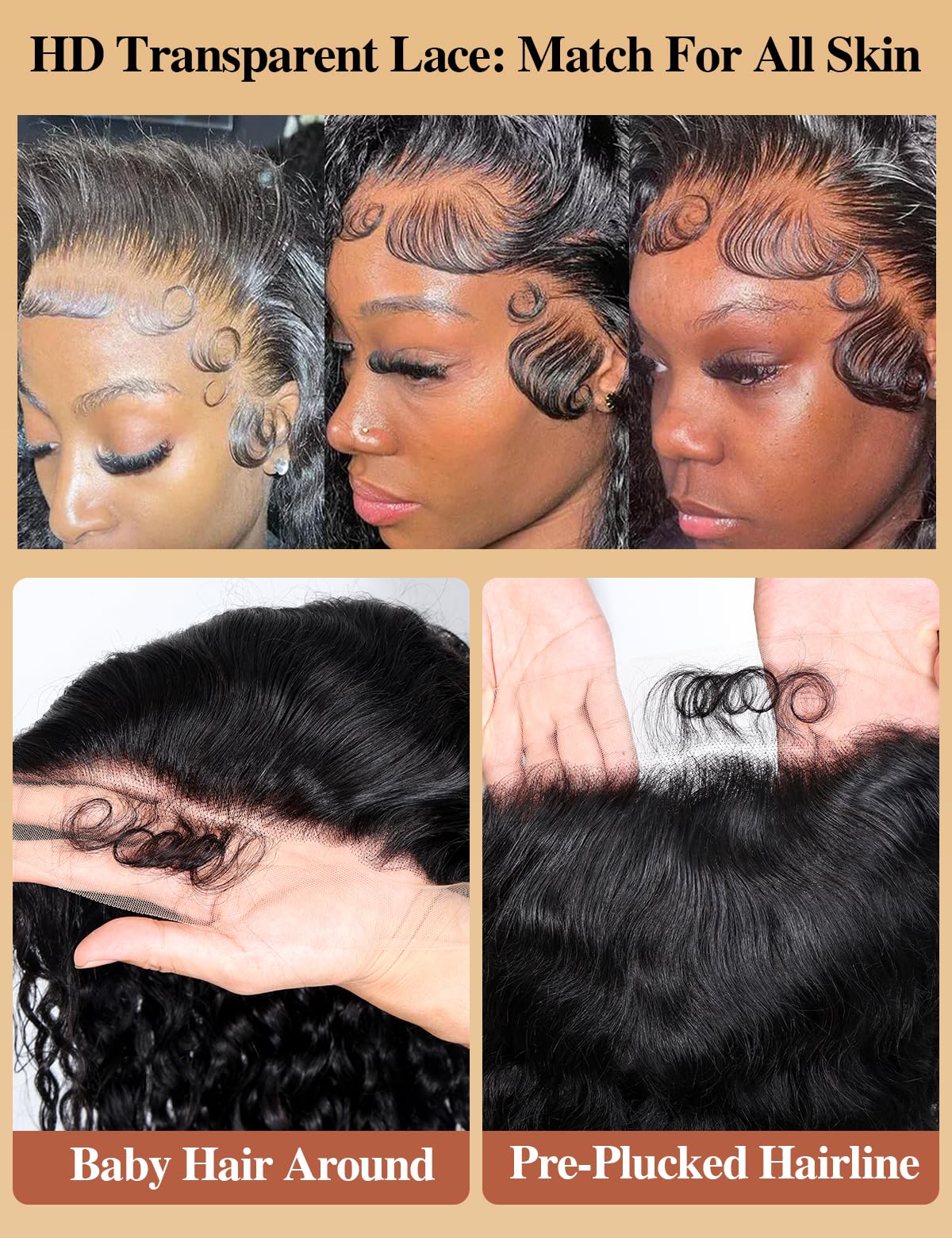 Kucmir 30 Inch Deep Wave Lace Front Wig close-up of the lace frontal
