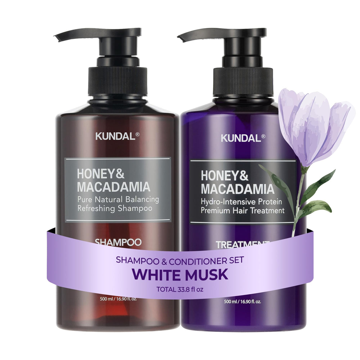 KUNDAL Honey & Macadamia Shampoo & Conditioner Set front view